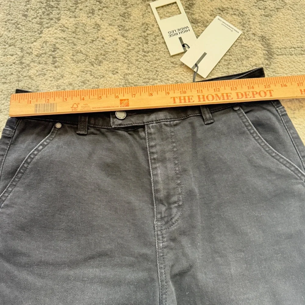 OAT New York High Rise Wide Leg Pants Washed Black Denim P0084-CN Size 8 29 NEW - Picture 5 of 7